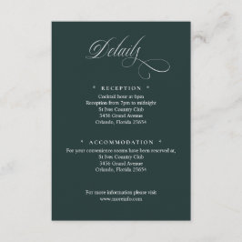 Cartão De Informações Dark Green Script Details Enclosure Card