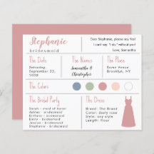 Cartão de Informações de Bridesmaid de Coluna de V