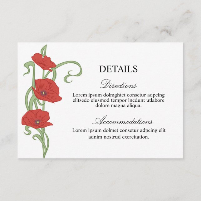 Cartão de informações de casamento (Frente)