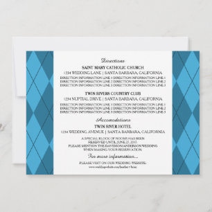 Cartão de Informações de Casamento Blue Argyle
