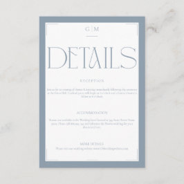 Cartão de Informações de Casamento Clássico Azul M