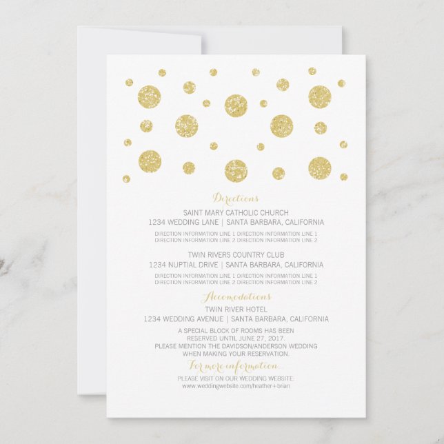 Cartão de Informações de Casamento com Confete Bri (Frente)