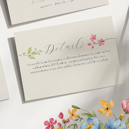 Cartão de Informações de Casamento com Flores Silv