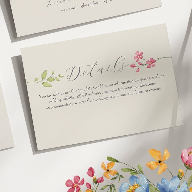 Cartão de Informações de Casamento com Flores Silv (Criador carregado)