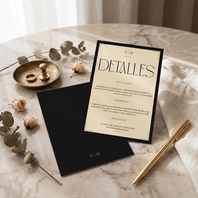 Cartão de Informações de Casamento com Monograma d (Criador carregado)