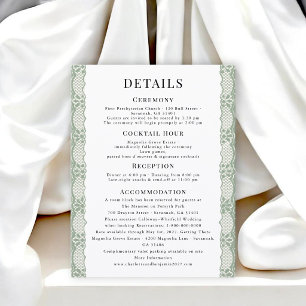 Cartão de Informações de Casamento com Renda de Sa