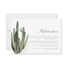 Cartão de Informações de Casamento de Cactus Moder