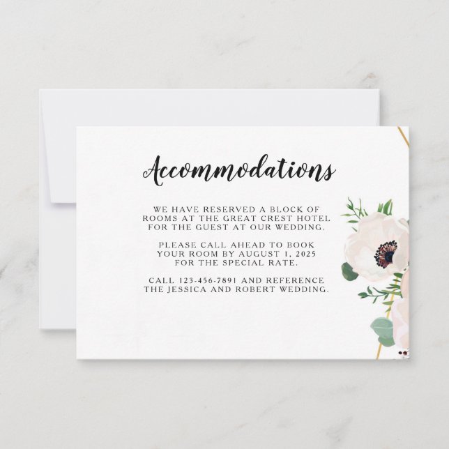 Cartão de Informações de Casamento de Flores Rosa- (Frente)