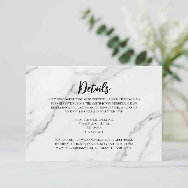 Cartão de Informações de Casamento de Roteiro Mode (Em pé/Frente)