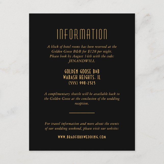 Cartão de Informações de Casamento de Ventilador d (Frente)