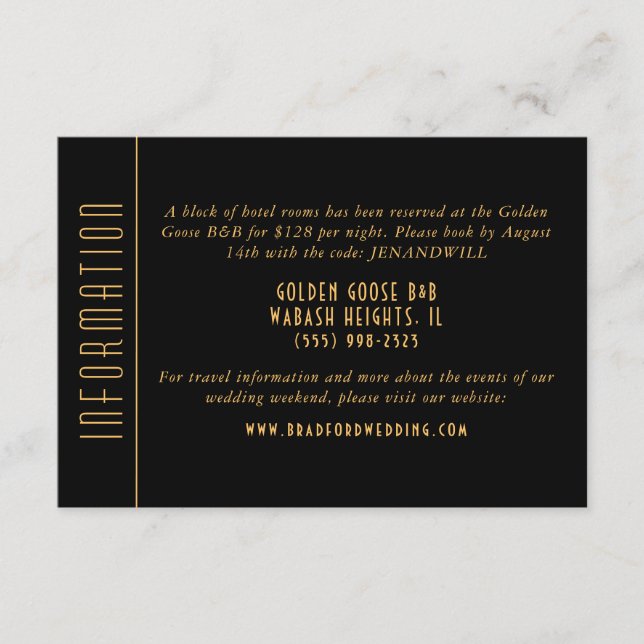 Cartão de Informações de Casamento de Ventilador d (Frente)