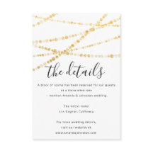 Cartão de Informações de Casamento Detalhes Dourad