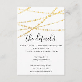 Cartão de Informações de Casamento Detalhes Dourad