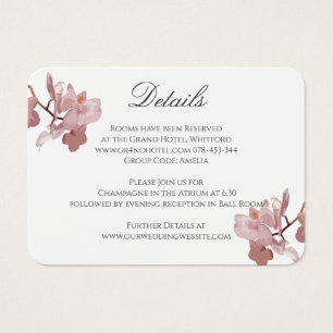 Cartão de Informações de Casamento Orquídeo Rosa