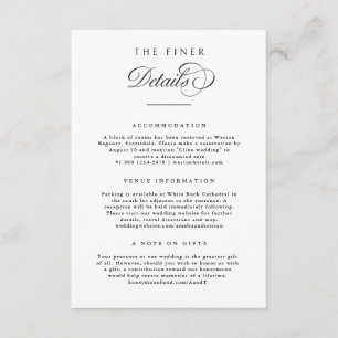 Cartão de Informações de Casamento The Finer Detai