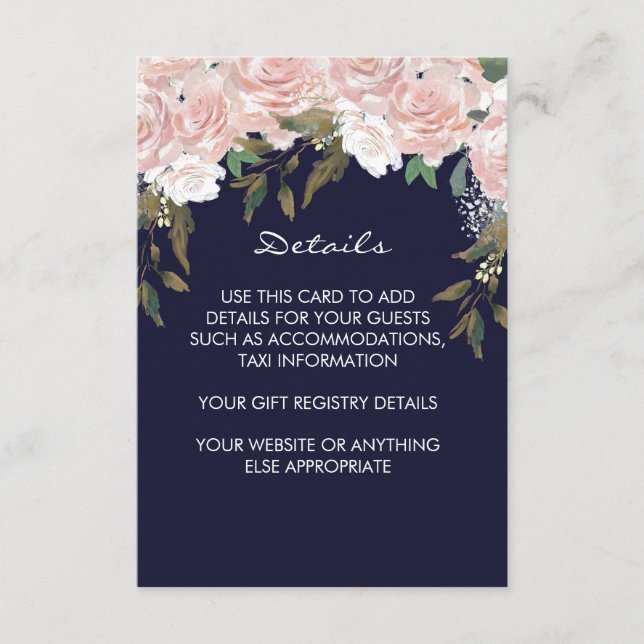 Cartão de informações de detalhes do casamento cor (Frente)