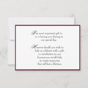 Cartão de Informações de Inserção de Presente Verm