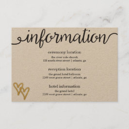 Cartão de Informações de Papel Kraft, Gold Foil He