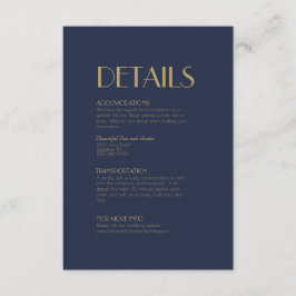 Cartão De Informações Deco do Tipo Dourado | Detalhes do casamento do Ma