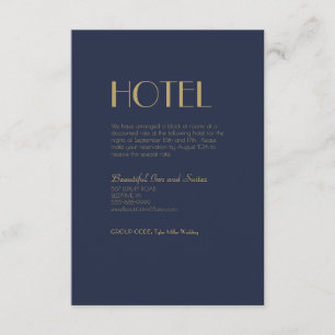 Cartão De Informações Deco do Tipo Dourado   Hotel Dark Marinho Wedding