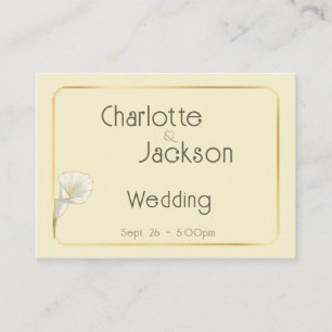 Cartão De Informações Deco Dourado Enquadrado Lírio Antigo Casamento Cre