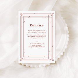 Cartão De Informações Deco Moderno | Detalhes do Convidado para Casament