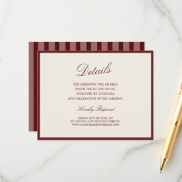 Cartão De Informações Deep Wine Old Money Striped Details Card
