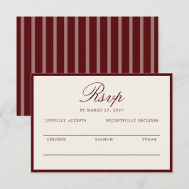 Cartão De Informações Deep Wine Old Money Wedding RSVP Card
