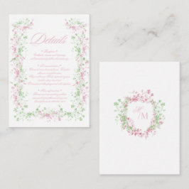 Cartão De Informações Delicado Brasão de Flora Francesa Casamento