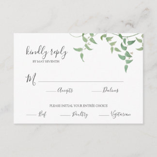Cartão De Informações Delicado Casamento Botânico Vintage Greenery RSVP