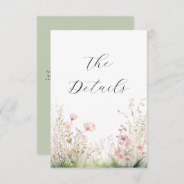 Cartão De Informações Delicar Detalhes Do Casamento De Flor Selvagem