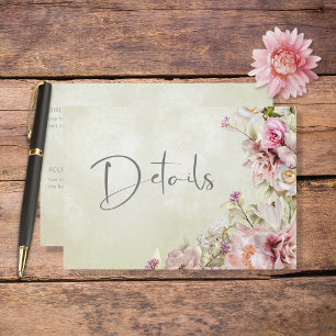 Cartão De Informações Delicar detalhes modernos de cor-de-rosa Rosa Lily