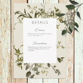 Cartão De Informações Delicate Boho Greenery Detalhes do Casamento