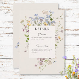 Cartão De Informações Delicate Boho Wildflower Cream Detalhes Casamento
