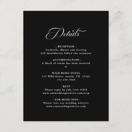 Cartão De Informações Delicate Elegant Wedding Black