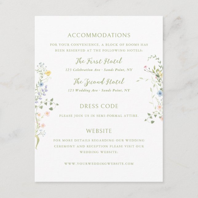 Cartão De Informações Delicate Floral Wedding Details (Frente)