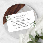 Cartão De Informações Delicate Greenery Eucalyptus Wedding RSVP<br><div class="desc">Um belo cartão de casamento verde. Fácil de personalizar com seus detalhes. PERSONALIZAÇÃO: se você precisar de personalização de design,  entre em contato comigo via bate-papo; se precisar de informações sobre seu pedido,  opções de envio etc.,  entre em contato com o suporte da Zazzle diretamente https://help.zazzle.com/hc/en-us/articles/221463567-How-Do-I-Contact-Zazzle-Customer-Support-.</div>