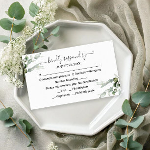 Cartão De Informações Delicate Greenery Eucalyptus Wedding RSVP