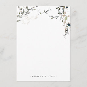 Cartão De Informações Delicate Primavera Greenery   Papel de Carta Perso