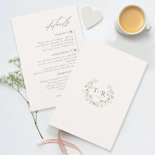 Cartão De Informações Delicate Wildflower Wedding Details ID1102