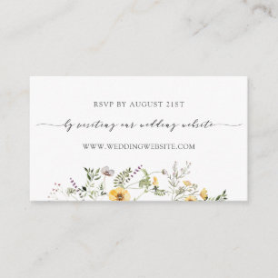 Cartão De Informações Delicate Yellow Wildflower Weding RSVP Online