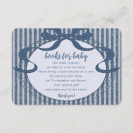 Cartão De Informações Denim Coquette Bow Blue Jean Baby Books for Baby