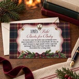 Cartão De Informações Depois do Bebê Preppy Ski Natal Livro Chá de Bebê