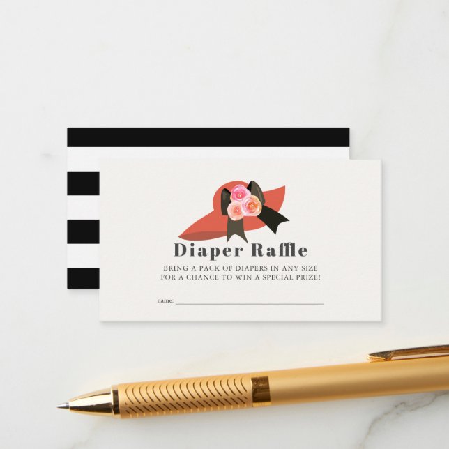 Cartão De Informações Derby Style Grande Tíquete de Fralda de Chapéu Ver (Frente/Verso In Situ)