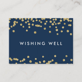 Cartão De Informações Desejo Bem Dourado Faux Glitter Confetti Marinho A