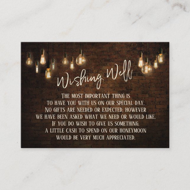 Cartão De Informações Desejo Bem Escuros e Luzes de Edison Quentes (Frente)