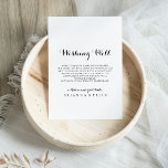 Cartão De Informações Desejo de Casamento da Caligrafia Moderna<br><div class="desc">Este casamento de caligrafia moderna que desejava um cartão de cerco é perfeito para um casamento rústico. O design simples e elegante apresenta a tipografia de scripts clássicos e ricos em preto e branco.</div>
