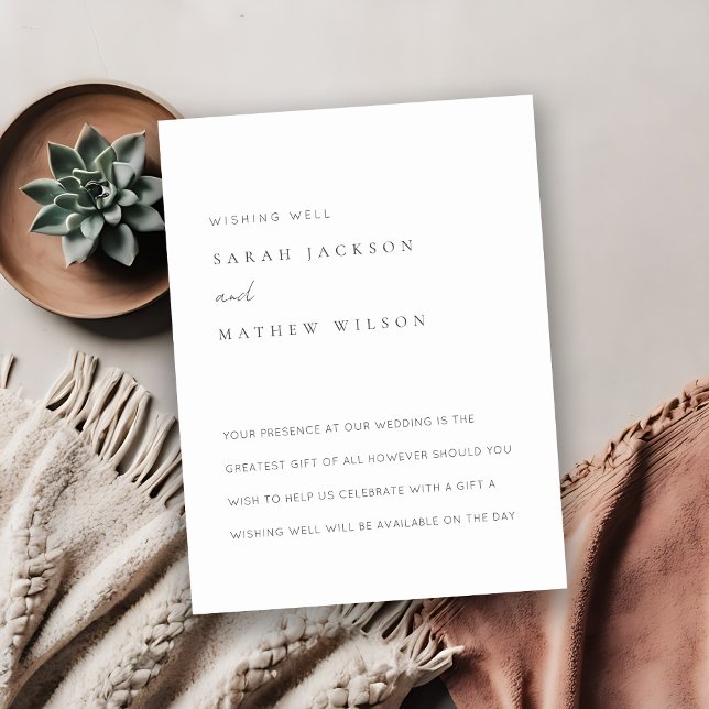 Cartão De Informações Desejo de casamento preto e branco simples mínimo (Criador carregado)