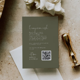 Cartão De Informações Desejo de Lua de Mel Chic Moderno em Verde Oliva