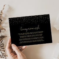 Desejo de lua de mel com confete dourado em letra